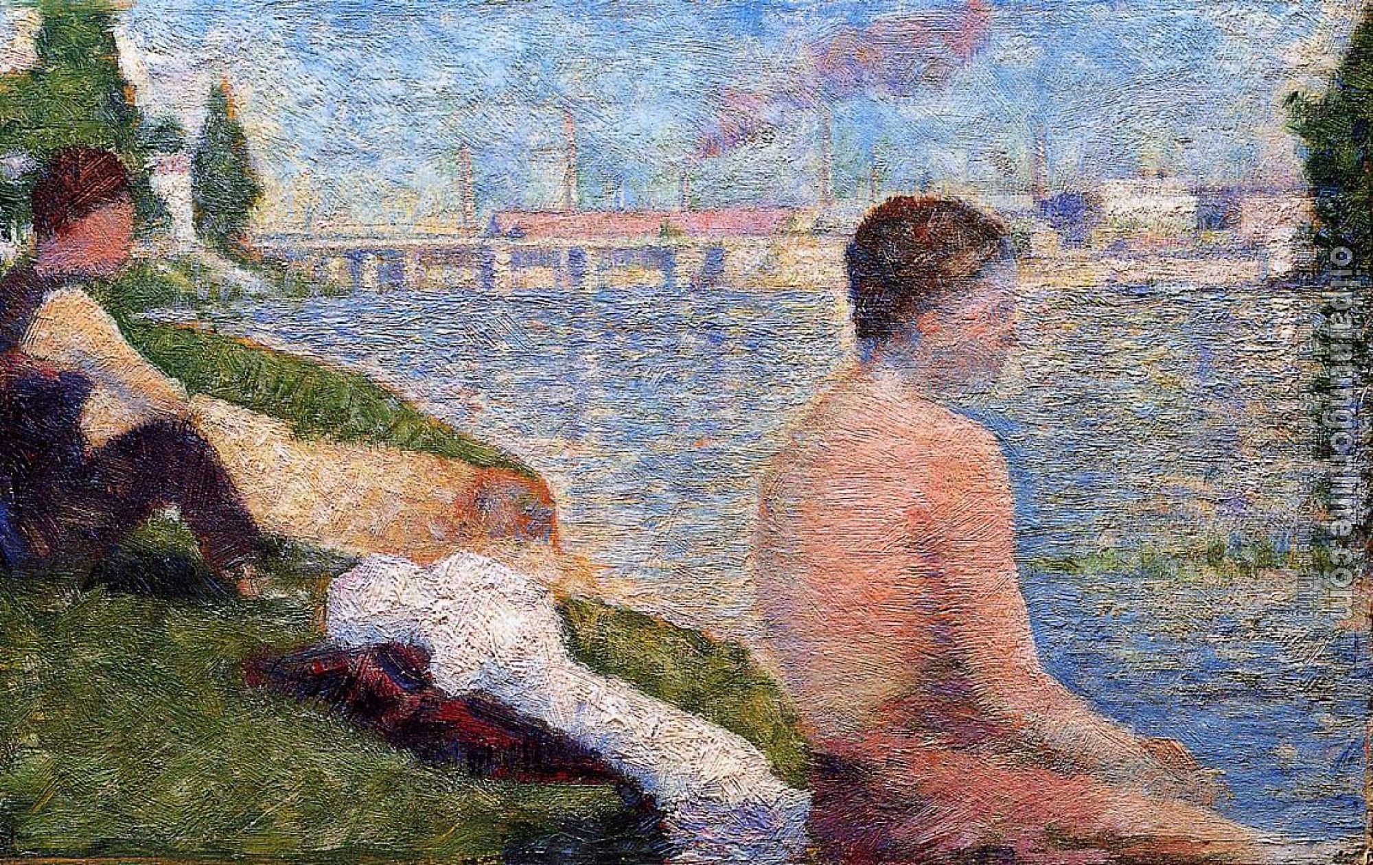 Seurat, Georges - Bathing at Asnieres, Seated Bather
